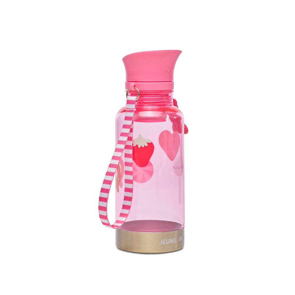 Jeune Premier Drinking Bottle Candy – eco-friendly reusable water bottle with pink candy print for kids