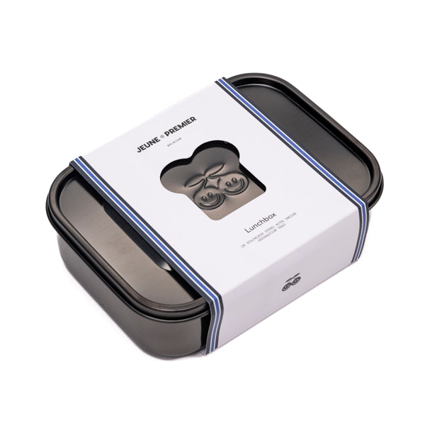Jeune Premier Black Nickel stainless steel lunch box for kids, dishwasher safe.