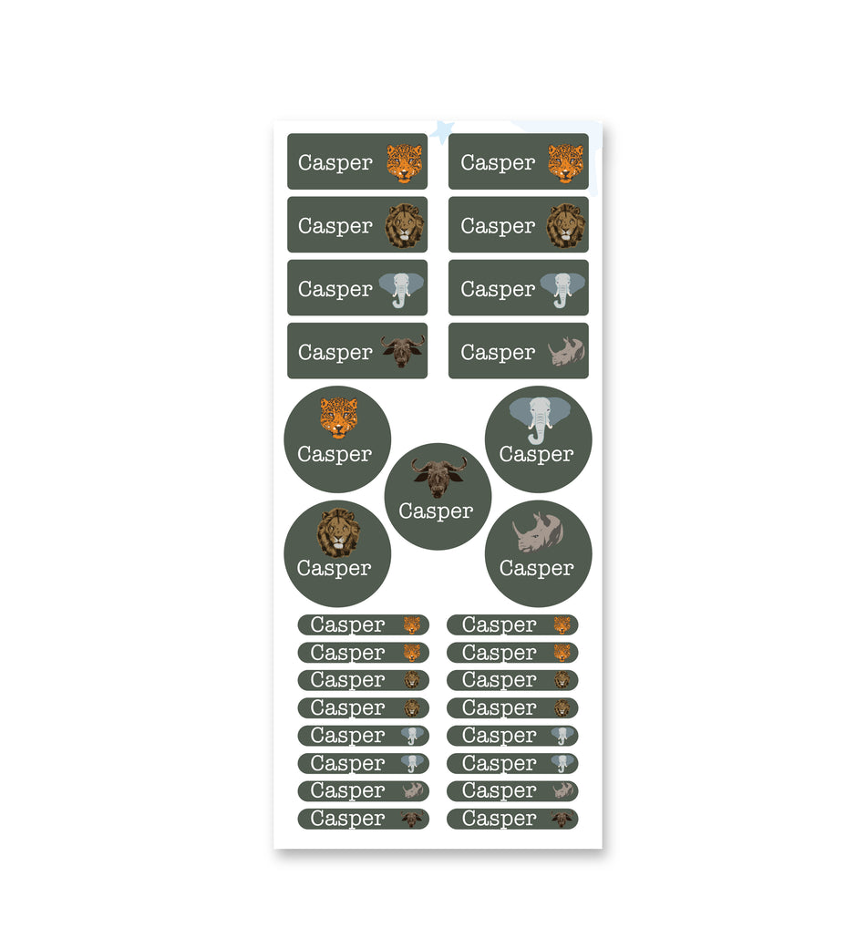 Name Label Set - Big Five (Khaki)
