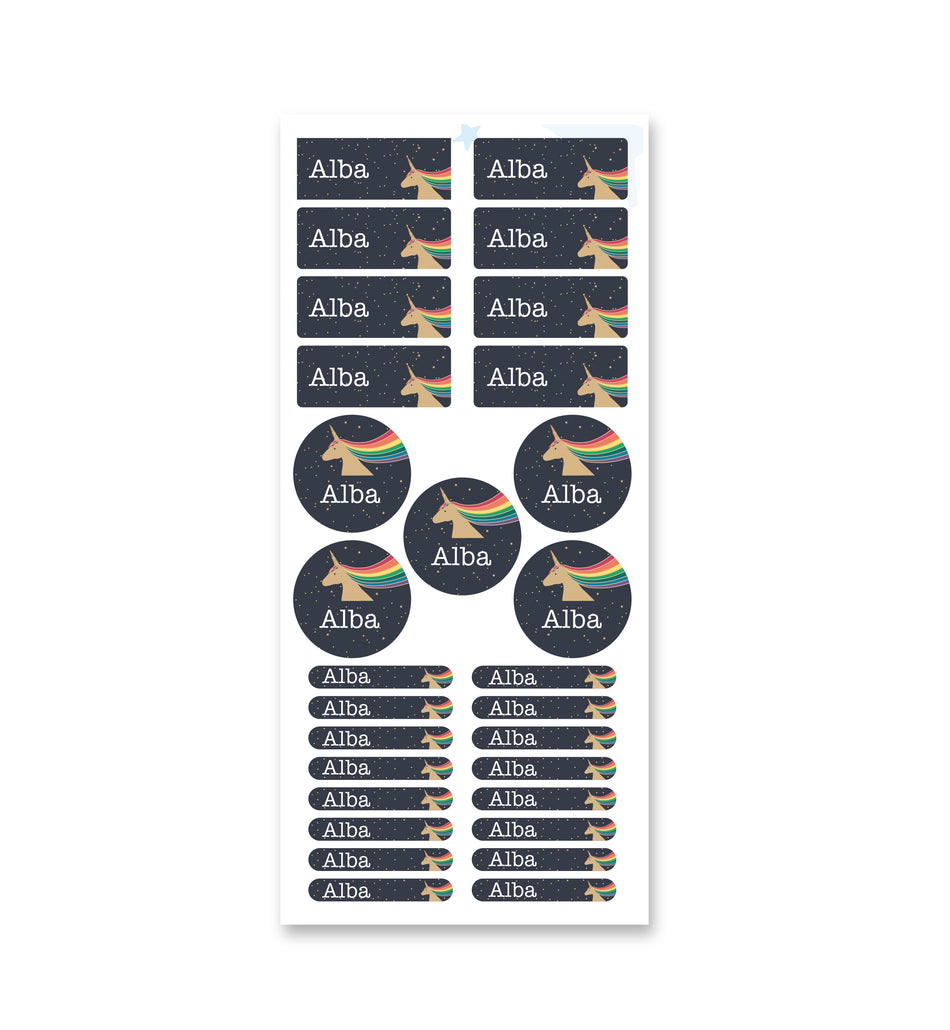 Name Label Set - Unicorn Gold