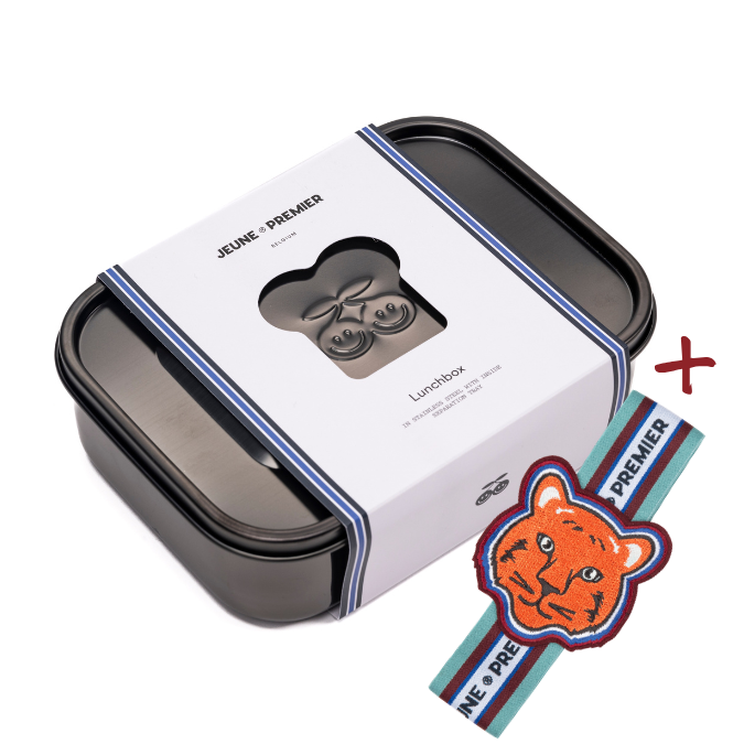 Jeune Premier Black Nickel stainless steel lunch box for kids, dishwasher safe.