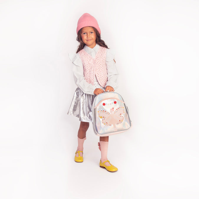Jeune Premier Backpack Ralphie Magic Elf – ergonomic toddler backpack for girls aged 2–5, pink pastel design, made from recycled materials