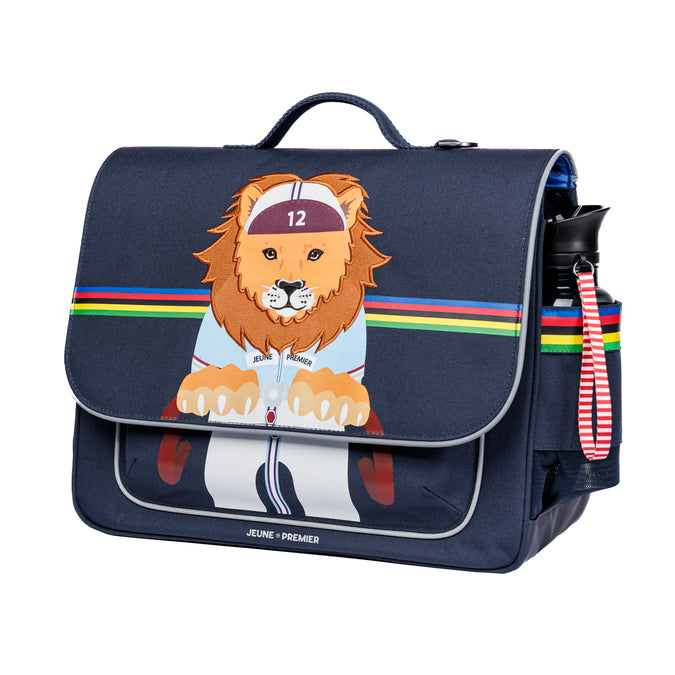 It Bag Midi King of the Cobbles kids school bag side view with water bottle holder, Jeune Premier