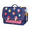 Jeune Premier It Bag Midi Disco Dip – kids' school bag for girls aged 6–8, navy and pink, side view with drinking bottle