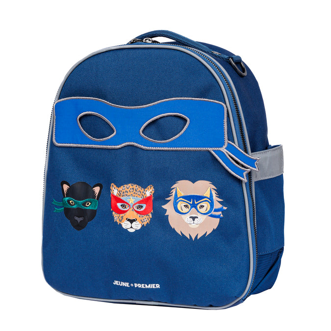 Jeune Premier Backpack Ralphie Supercats blue cat design, recycled water-repellent fabric