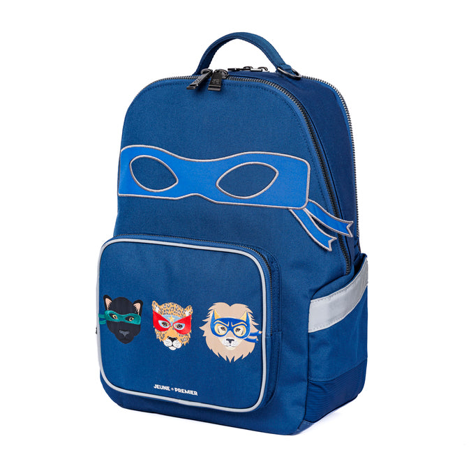 Jeune Premier New Bobbie Supercats kids backpack side view, 20L capacity with bottle holder
