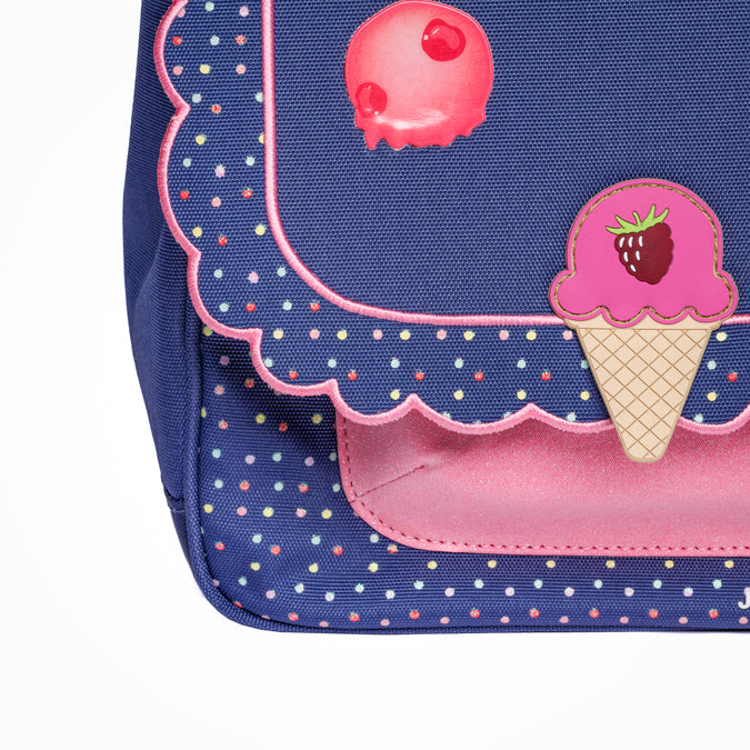 Jeune Premier It Bag Midi Disco Dip – kids' school bag for girls aged 6–8, navy and pink, detail