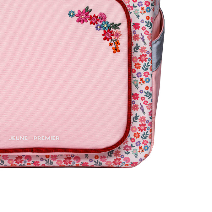 Jeune Premier New Bobbie Berry Cute – ergonomic school backpack for girls aged 6+, pink berry print, made from recycled materials