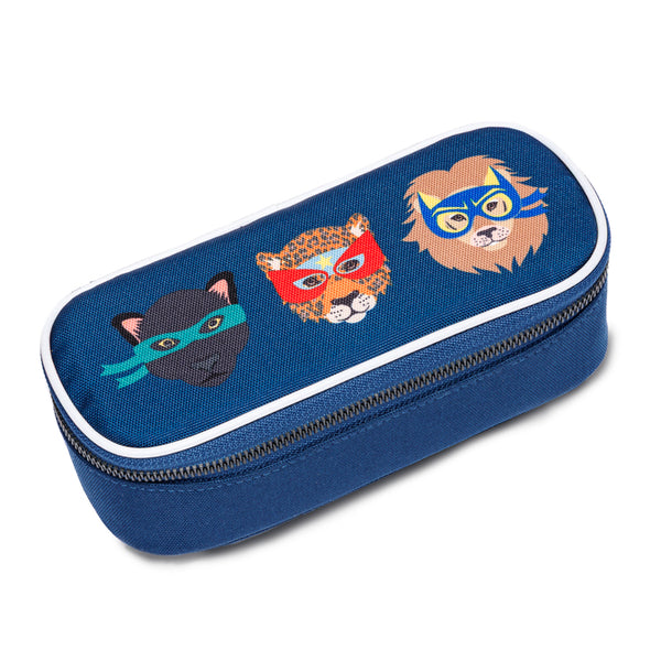Jeune Premier Pencil Box Supercats in navy blue with superhero cat design for boys