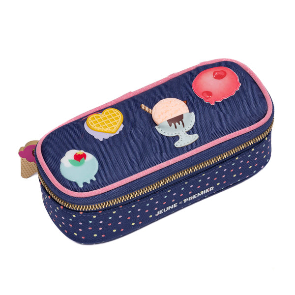 Jeune Premier Pencil Box Disco Dip with colorful polka dots and dessert motifs for girls