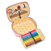 Dual compartment pencil case interior with organized Maped tools - erasers, ruler, scissors and pen holders