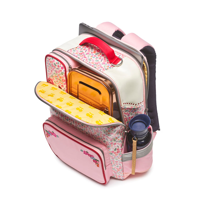 Jeune Premier New Bobbie Berry Cute – ergonomic school backpack for girls aged 6+, pink berry print, made from recycled materials, inside view