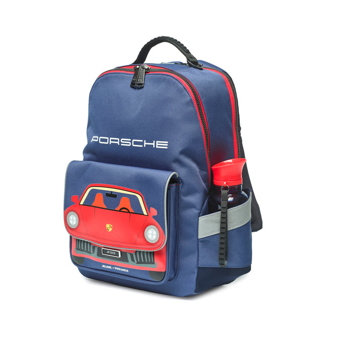 Jeune Premier New Bobbie school backpack Porsche - side view with water bottle