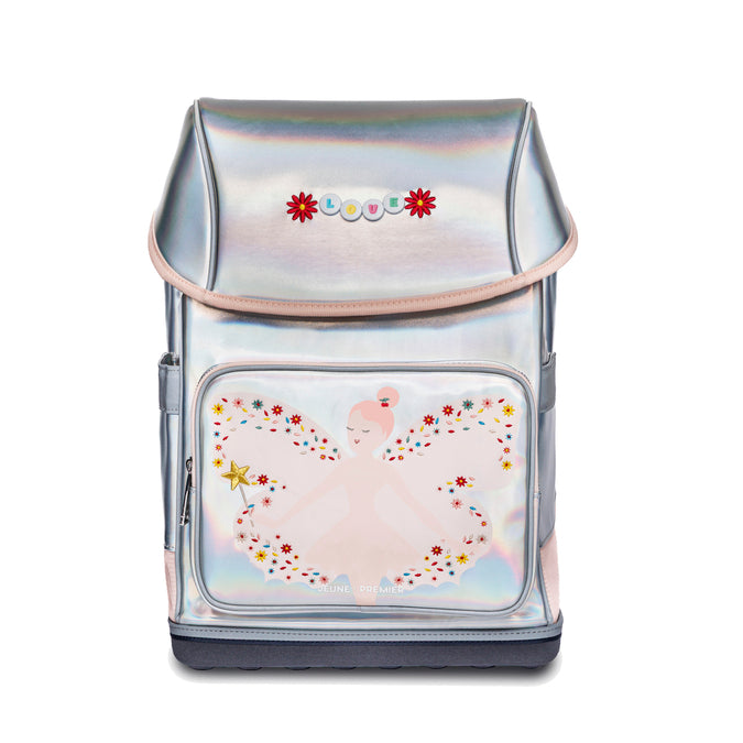 Metallic Ergomaxx Magic Elf ergonomic backpack by Jeune Premier with fairy illustration for girls from first grade