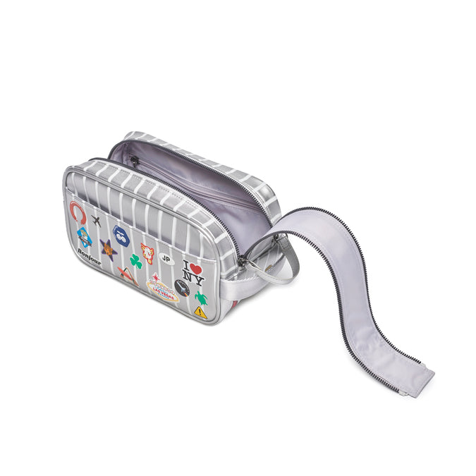 Jeune Premier Travel Pouch Jetsetter Silver – compact dual-zip travel organizer, water-repellent recycled PET, 4.4L, inside view