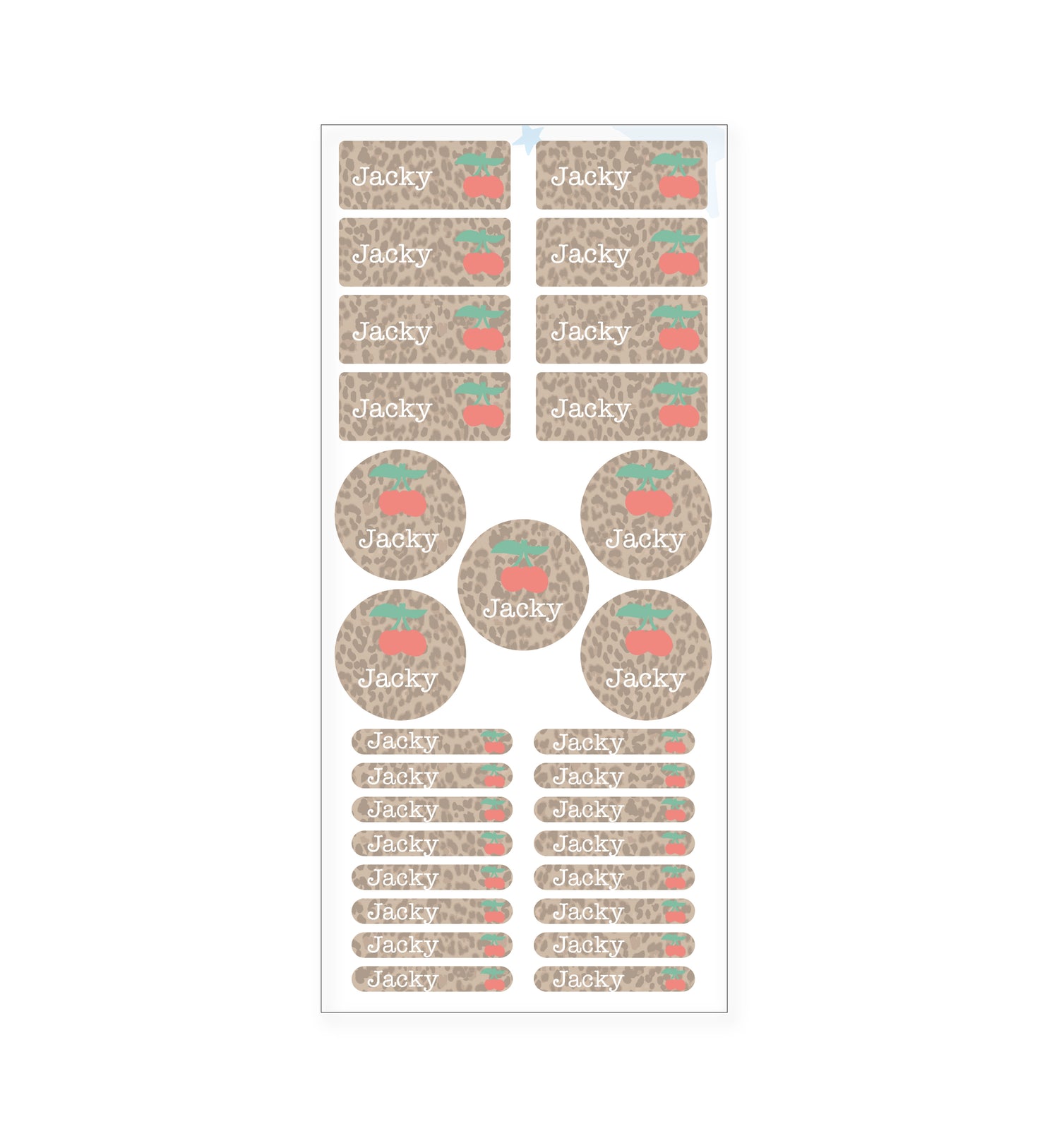 Name Label Set - Leopard Cherry